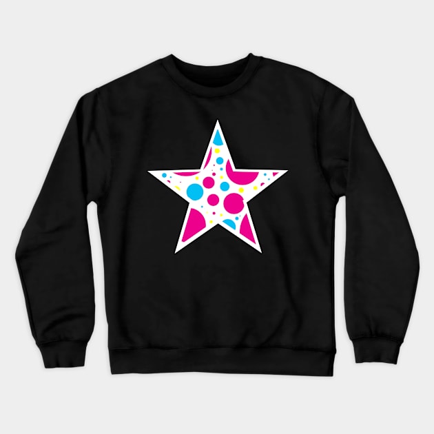 Multicolor Polka Dot White Star Crewneck Sweatshirt by bumblefuzzies